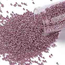 (PF553) PermaFinish Pink Lilac Metallic Тохо 15/0 круглые бусины, японский бисер, (pf 553) вечный розовый сиреневый металлик, 1.5 мм, отверстие : 0.6 мм, Около 3000 шт / 10 г