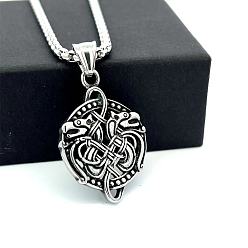 Нержавеющая Сталь Цвет 304 Подвески из нержавеющей стали с изображением скандинавского викингского дракона для мужчин и женщин, цвет нержавеющей стали, 23.62 дюйм (60 см)