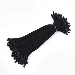 Black Cotton Cord with Seal Tag, Plastic Hang Tag Fasteners, Black, 205x2mm, Seal Tag: 15x3.5mm and 11x5x4mm, about 1000pcs/bag