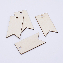 Blanched Almond Undyed Wood Big Pendants, Blanched Almond, 63x32x2mm, Hole: 5mm