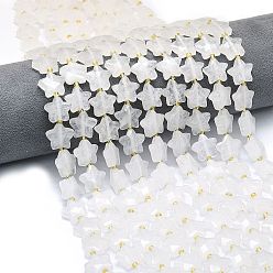 Хрусталь Природных кристаллов кварца бисер нитей, горного хрусталя, граненые, звезда, с бисером, 13~14.5x14~14.5x5.5~6 мм, отверстие : 1.2 мм, около 27 шт / нитка, 15.55'' (39.5 см)