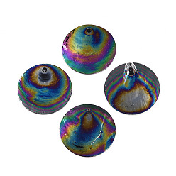 Черный Подвески из натуральной ракушки капиз, окрашенные распылением, Дисковые подвески, AB цвет, чёрные, 39.5~40x1~2 мм, отверстие : 1.2~1.4 мм