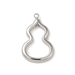 Stainless Steel Color Non-Tarnish 304 Stainless Steel Pendants, High Polished Gourd Charm, Stainless Steel Color, 22.5x14x2mm, Hole: 1.5mm
