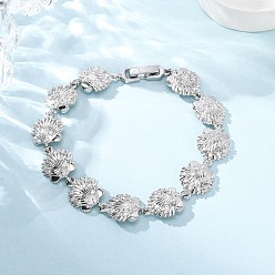 Платина Латунные браслеты с микропаве из прозрачных кубических цирконий для женщин, долговечный, стойки покрытие, без свинца и без кадмия, платина, 7-5/8 дюйм (19.5 см)