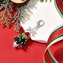 Серебро Подвесные украшения из сплава стекла, рождественская елка, серебряные, 52.5 мм