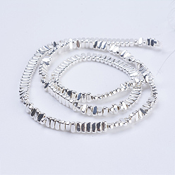 с Покрытием Серебра Гальванизировать немагнитных синтетический гематит бисер пряди, прямоугольные, со серебряным покрытием, 4x2x2 мм, отверстие : 1 мм, около 207 шт / нитка, 15.5 дюйм (39.5 см)