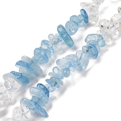 Смешанные камни Нити бусин из натурального кварцевого кристалла и аквамарина, чип, 4~17x4~10x1~8 мм, отверстие : 0.8~1 мм, около 15.35~16.14 дюйма (39~41 см)