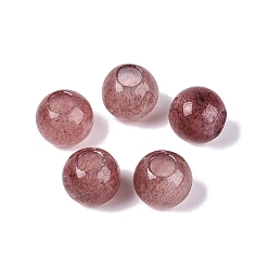 Клубничный Кварц Натуральный клубничный кварц европейские бусины, гладкий круглый, бусины с большим отверстием, 10x8.5 мм, отверстие : 4 мм