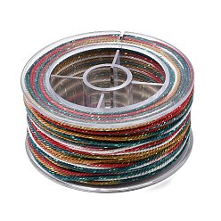 Разноцветный 30м сегментно окрашенные хлопковые и металлизированные нитки, круглые, для поделок ремесел, упаковка подарков и изготовление ювелирных изделий, красочный, 1 мм, около 32.81 ярдов (30 м) / рулон