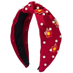 Красный Резинки для волос из сплава ткани для женщин, красные, 175x140x70 мм
