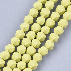 Светло-хаки Окрашенного распылением немагнитных синтетических нитей гематита бусы, звезды вырезать круглые бусы, граненые, светлый хаки, 6x6x6 мм, отверстие : 0.8 мм, около 64~67 шт / нитка, 14.9 дюйм ~ 15.7 дюйм