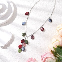 Нержавеющая Сталь Цвет Разноцветные самородки акриловый кулон 304 ожерелья из нержавеющей стали с цепочкой и тросом, цвет нержавеющей стали, 18.90 дюйм (48 см)