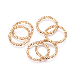 Bisque MIYUKI & TOHO Handmade Japanese Seed Beads, with 304 Stainless Steel Link Rings, Loom Pattern, Ring, Golden, Bisque, 22~23x1.7mm