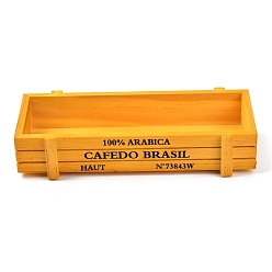 Yellow Wooden Plant Box & Storage Box, Rectangle with Word, Yellow, 21.3x8~8.5x4.5cm