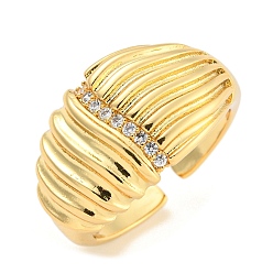 Настоящее золото 16K Открытое кольцо-манжета из прозрачного кубического циркония, латунные широкие кольца на палец для женщин, без кадмия и без свинца, реальный 16 k позолоченный, 13 мм