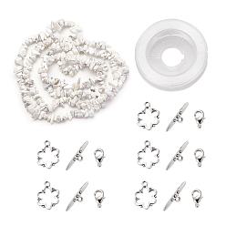 Howlite DIY Bracelets Necklaces Jewelry Sets, Natural Howlite Chips Beads Strands, Toggle Clasps, Lobster Claw Clasps and Elastic Wire, 12.6x10.6x2.1cm