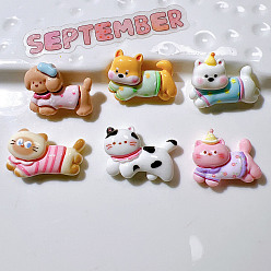 (52) Непрозрачная лаванда Непрозрачная смола декодирует кабошоны, форма кошки и собаки, разноцветные, 17~19x24~26x7~8.5 мм