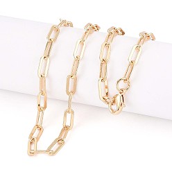 Настоящее золото 18K Латунные скрепки, изготовление колье из вытянутых удлиненных кабельных цепочек, с карабин-лобстерами , реальный 18 k позолоченный, 17.71 дюйм (45 см) в длину, ссылка: 4x10 mm, Перейти кольцо: 5x1 мм