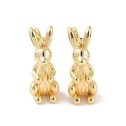 Настоящее золото 18K Латунные подвески, без кадмия, без никеля и без свинца, с целью перехода в кольце, кролик, реальный 18 k позолоченный, 20x7.8x7.5 мм, отверстие : 3 мм