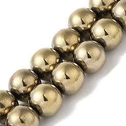 Светло-Золотое Покрытие Гальванические нити синтетических магнитных гематитовых бусин, круглые, свет позолоченные, 12 мм, отверстие : 1.2 мм, около 33 шт / нитка, 15.75'' (40 см)