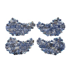 (306FM) Жонкиль матовый с лаймовой подкладкой Натуральные патчи для глаз из яшмы с синими точками, массажер для глаз для расслабления глаз и медитации, 58x88x5 мм