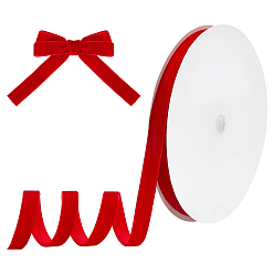 Red Chinlon Ribbon, Single Face, Flocky, Flat, Red, 15~17mm, 25 yards/roll