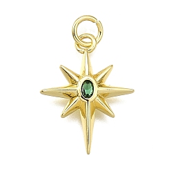 Настоящее золото 18K Латунные микро проложить кубического циркония подвески, звезда, долговечный, без свинца и без кадмия, стойки покрытие, с целью перехода в кольце, реальный 18 k позолоченный, 19.8x15x3 мм, отверстие : 3.5 мм