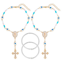 (52) Непрозрачная лаванда Наборы для изготовления кулонов своими руками, включая сплавные браслеты с поперечными связями и железные переплетные кольца для книг с отрывными листами, разноцветные, 55x6 мм