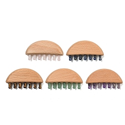 Смешанные камни Массажер для кожи головы из натуральных смешанных камней, гребешок для кожи головы с деревянной головкой, инструмент для расслабляющего массажа головы от стресса, массажер для кожи головы из натуральных драгоценных камней, полукруглый, 51x99x22 мм