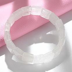 Хрусталь Квадратные бусины из натурального кварца, эластичные браслеты для женщин и мужчин, внутренний диаметр: 2-1/4~2-3/8 дюйм (5.55~5.95 см)