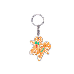 Gingerbread Man Брелок из смолы на рождественскую тему, Колобок, кулон: 4.4x4.1 см