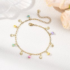 Coloré Colliers pour femmes composés d'un éclat de coquillage naturel et d'une chaîne trombone à pompon en forme de coquillage., or, colorées, 304 pouces (9 mm)