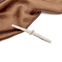 Цвет Древесины Заколки для волос из ацетата целлюлозы с пластиковыми жемчужинами, прямоугольные, деревесиные, 110x6 мм