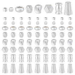 Серебро 80 шт. 8 стили латунные бусины-проставки, долговечный, разнообразные, серебряные, 2~7x2~5 мм, отверстие : 1~2 мм, 10 шт / стиль