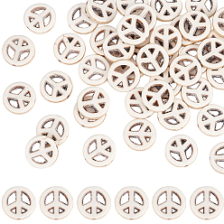 Белый 5 нити синтетические бирюзовые бусины нити, знак мира, белые, 15x4 мм, отверстие : 1 мм