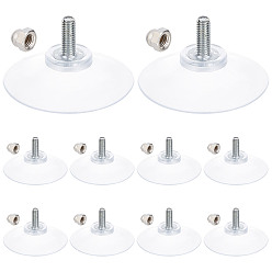 Clear 12 Sets Silicone Strong Suction Cup Holders, with Iron M6 Cap Nut, Bathroom Kitchen Shelf Accessories, Clear, 52x31mm