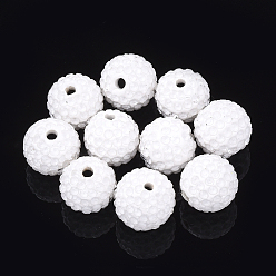 Blanco Hechos a mano de los granos del rhinestone arcilla polimérica, rondo, blanco, 12 mm, agujero: 1.8 mm