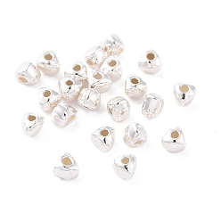 Серебро 925 шарики стерлингового серебра, треугольные, серебряные, 3x3x2.5 мм, отверстие : 0.8 мм, Около 166 шт / 10 г