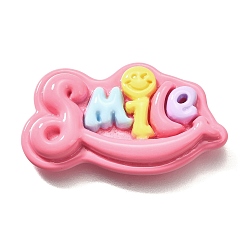 Слово Непрозрачные кабошоны из смолы, слово, светло-вишневый, улыбаться, 21x37x6 мм