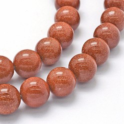 Goldstone Synthetic Goldstone Beads Strands, Round, 12mm, Hole: 1mm, about 31pcs/strand, 14.2  inch~14.6 inch(36~37cm)