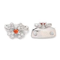 Rot Glasverbinder Charms, echte platinierte Messing-Blumenglieder, Cadmiumfrei und Nickel frei und Bleifrei, rot, 11x7.5x7 mm, Bohrung: 1.2 mm
