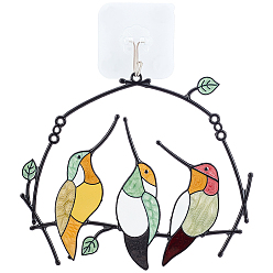 Colorful Alloy Enamel Pendant Decoration, with Plastic Adhesive Hook, Bird, Colorful, 149x183x3mm, Hole: 5mm
