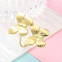 Бабочка 304 открытая манжета из нержавеющей стали для женщин, реальный 18 k позолоченный, бабочка, внутренний диаметр: 19 мм