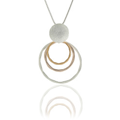Золотой & Серебряный Подвеска-колье из сплава в виде тройного круга для женщин, золотой и серебряный, 31.50 дюйм (80 см)