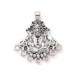 Античное Серебро Ссылки на компоненты люстры из сплава Лакшми в тибетском стиле с павлинами, без кадмия и без свинца, античное серебро, 38x34.5x2.5 мм, отверстия : 2.1 mm и 3.5 мм, Около 270 шт / 1000 г