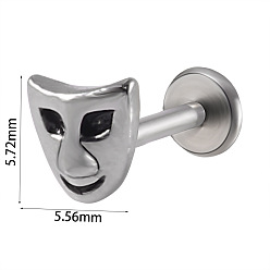 Другие 304 безрезьбовая серьга-гвоздик из нержавеющей стали, козелок шпилька, плоская серьга сзади, цвет нержавеющей стали, маска, 8 мм, штифты : 1.2 мм