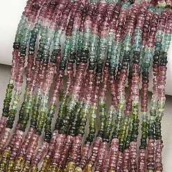 Турмалин Нити из натуральных разноцветных турмалиновых бусин с градиентным цветом, рондель, граненые, 3~4x1~2.5 мм, отверстие : 0.5 мм, около 188~189 шт / нитка, 13.39''~13.78'' (34~35 см)