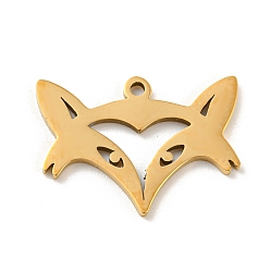 Doré  Pendentifs en acier inoxydable, Coupe au laser, fox, or, 201mm, Trou: 12.5x17x1mm