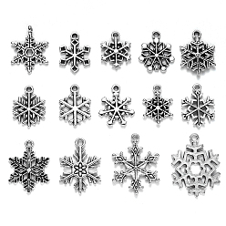 Античное Серебро Тибетский сплав стиля большие кулоны, на Рождество, снежинка, античное серебро, 130x80 мм, 70 шт / комплект