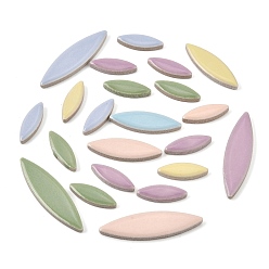 Lilac Flat Elongated Leaf Porcelain Mosaic Tiles, Mixed Size Willow Leaf Ceramic Cabochons for DIY Mosaic Coaster, Flower Pot & Tray Making, Lilac, 25~50x8.5~13.5x5mm